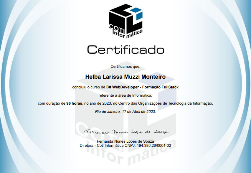 Certificado Webdeveloper coti