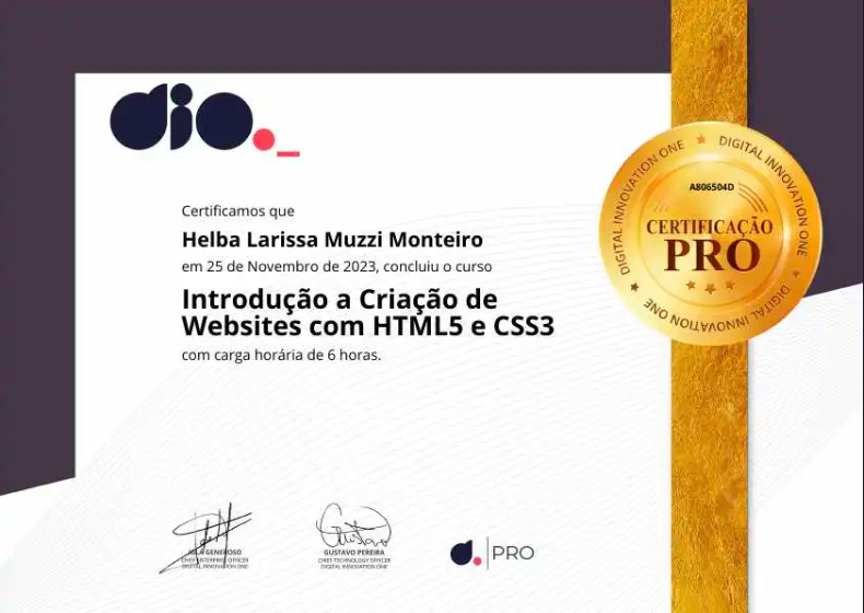 Certificado Introdução a websites com css e html